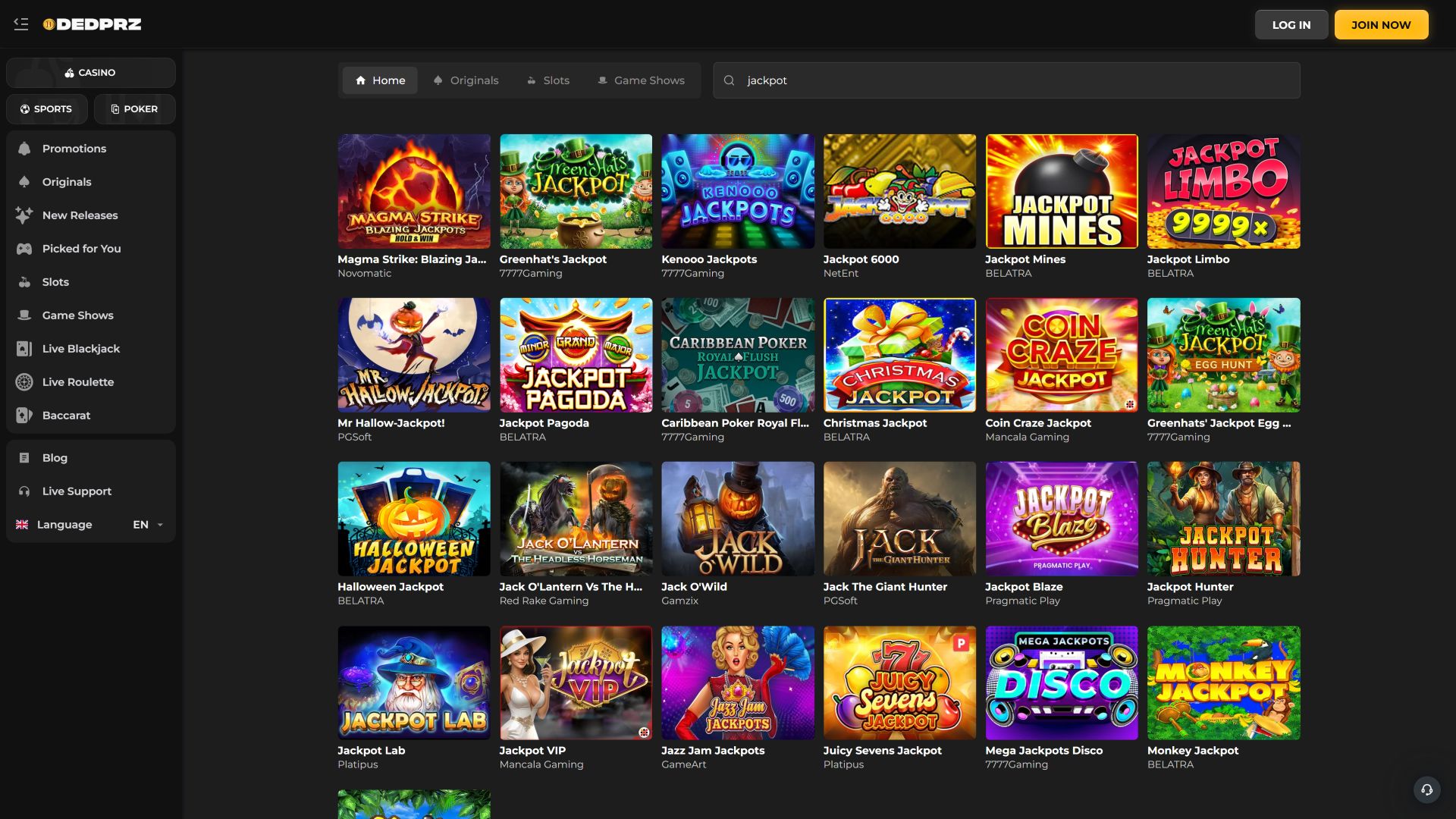 Dedprz Casino Desktop-Hintergrundbild Jackpot