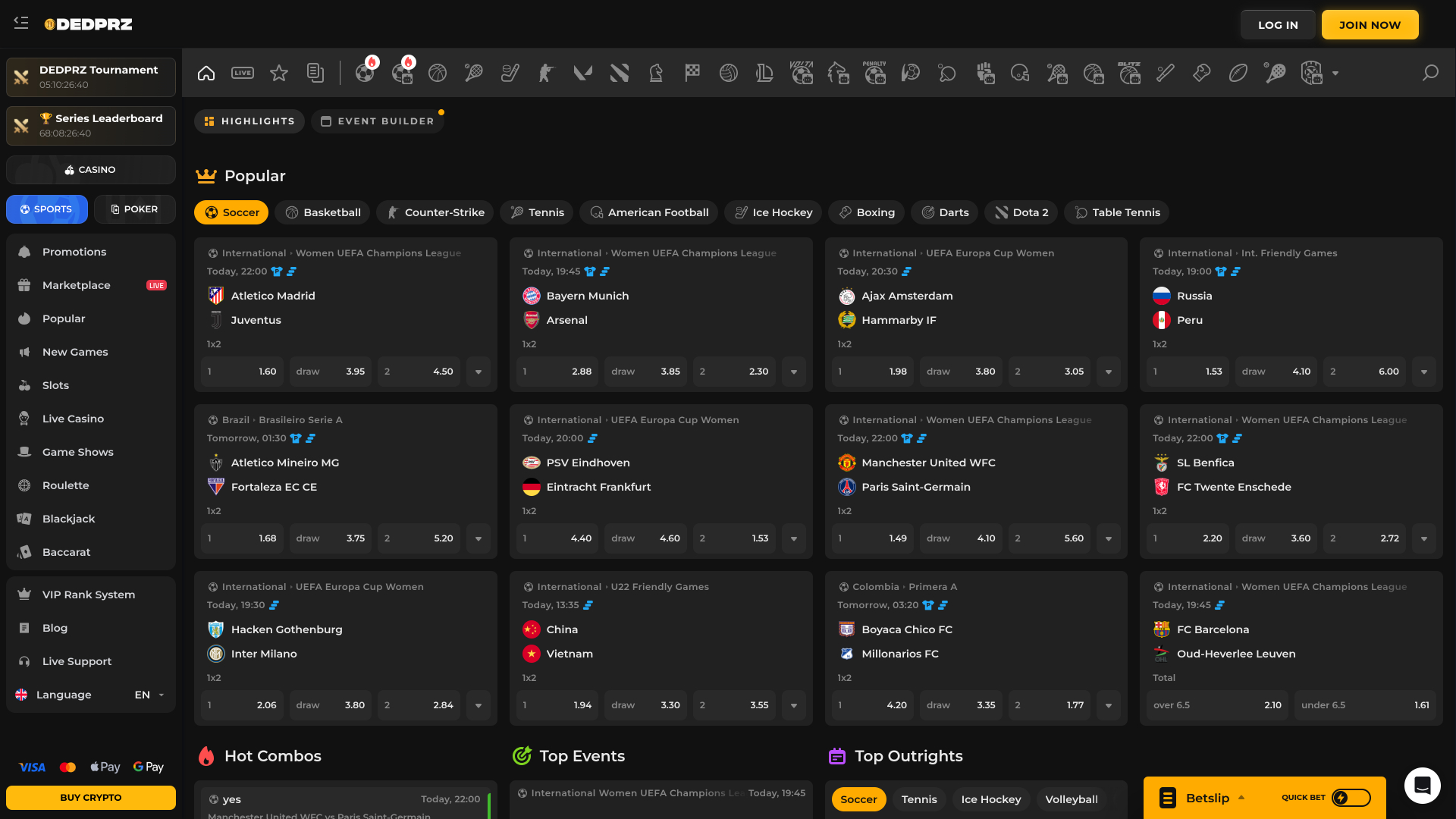 Sports du Dedprz Casino Version de bureau