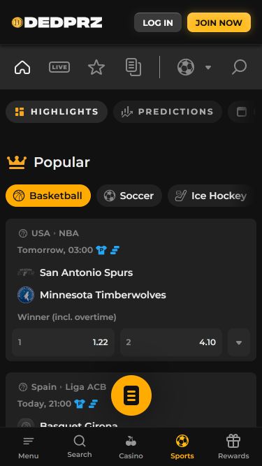 Mobiles Bild von Sport bei Dedprz Casino