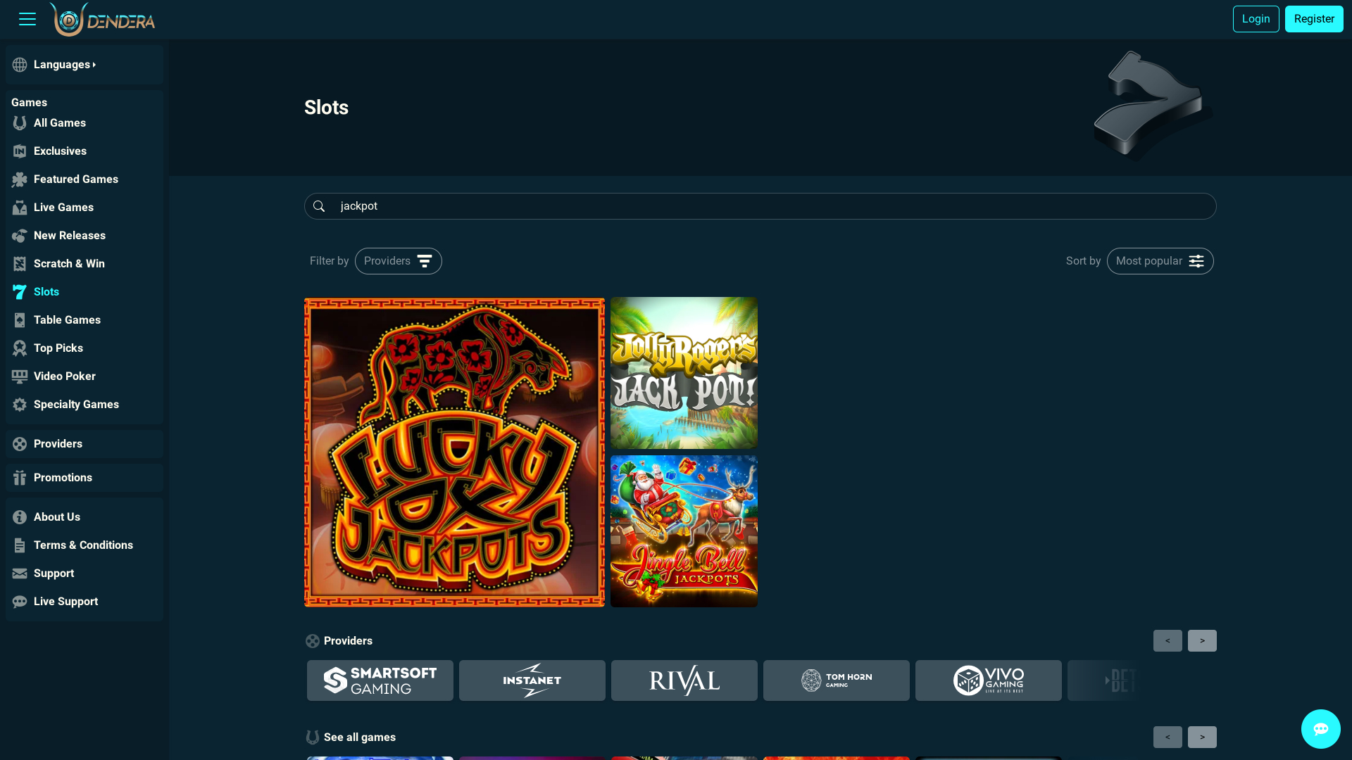 Jackpot du Dendera Casino Version de bureau