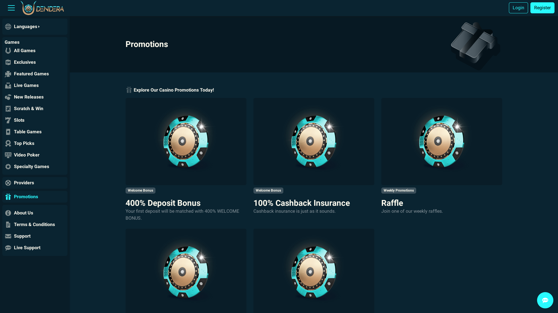 Promotions du Dendera Casino Version de bureau