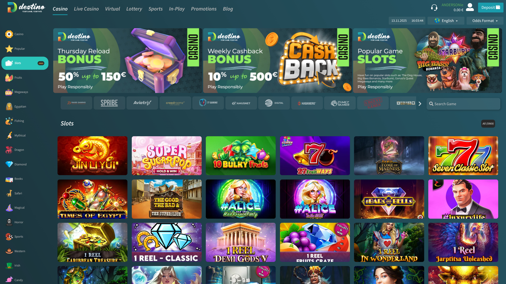 Juegos de Destinobet Casino Escritorio