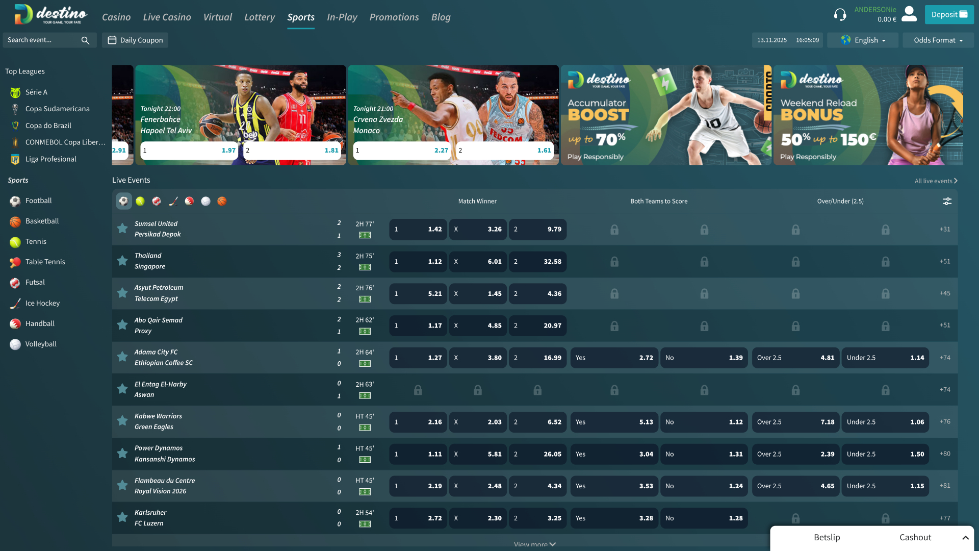 Deportes de Destinobet Casino Escritorio