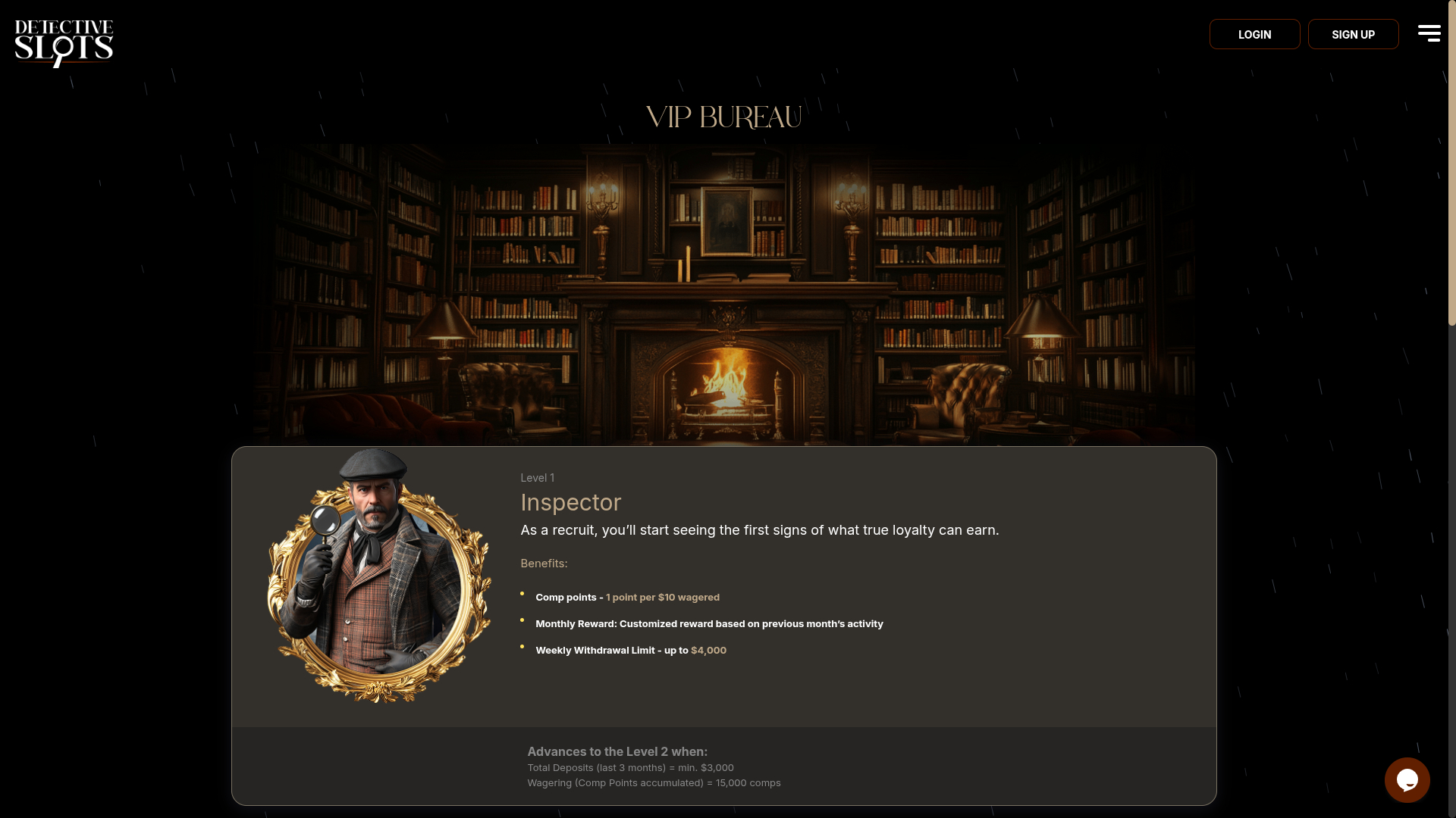 Programma VIP per desktop di DetectiveSlots Casino