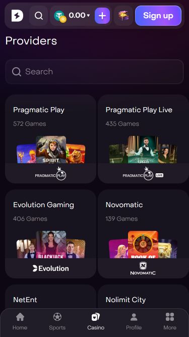 Mobiles Bild der Spielentwickler von Dexsport Casino