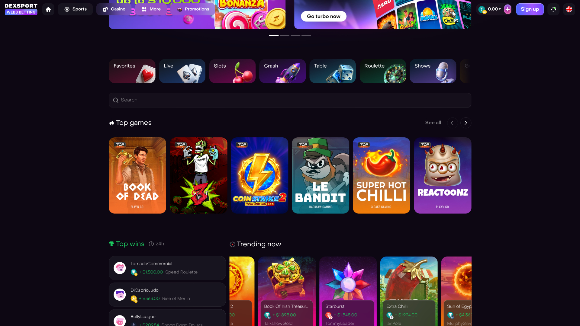 Giochi del casinò Dexsport Desktop