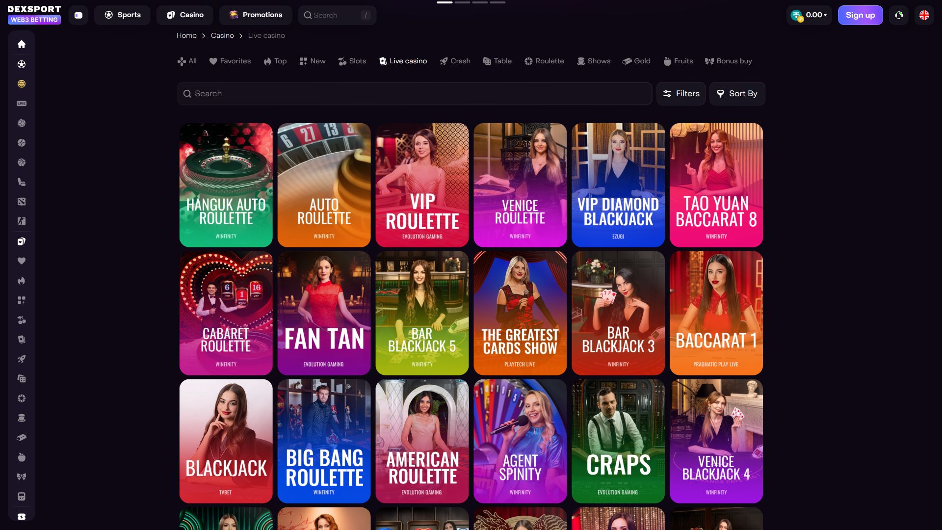 Dexsport Casino Desktop-Hintergrundbild Live-Dealer