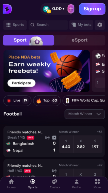 Sport dal vivo del casinò Dexsport Mobile