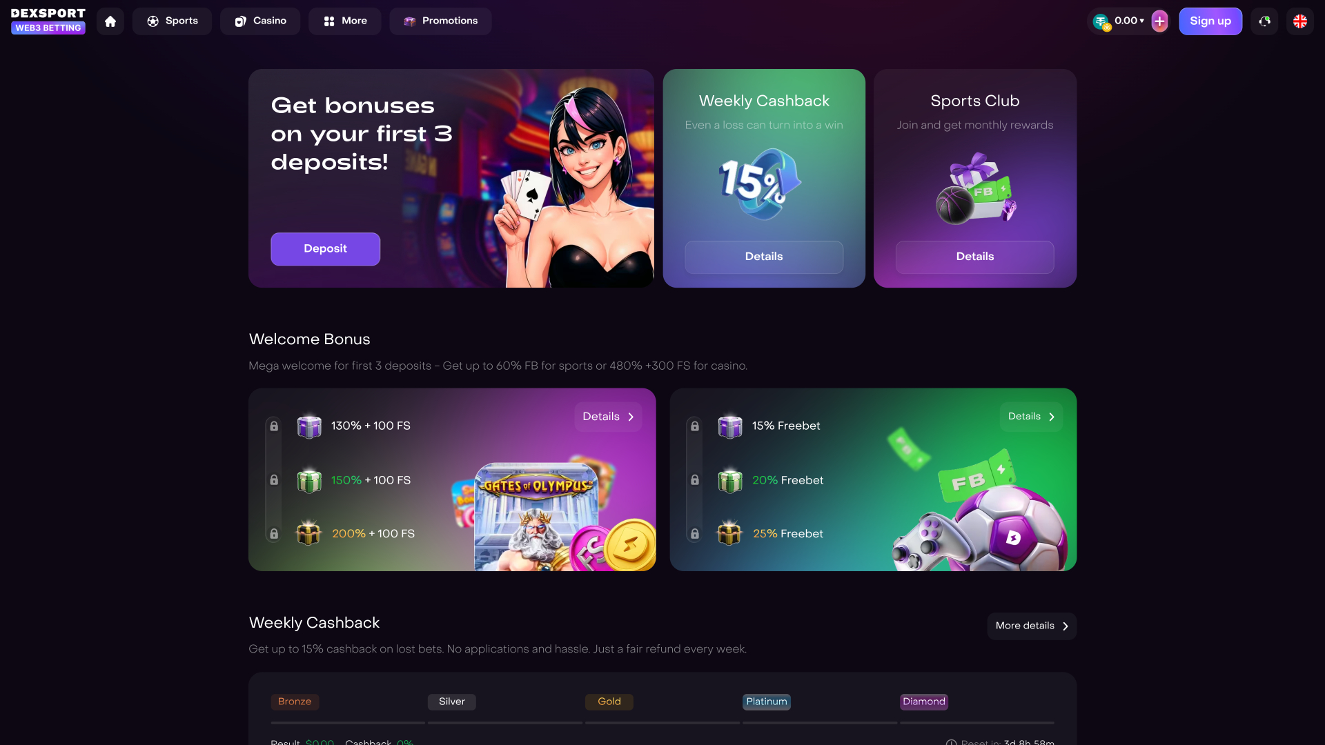 Promozioni del casinò Dexsport Desktop