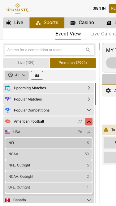 Deportes de Diamante Casino Móvil