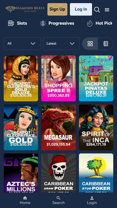 Imagen del jackpot móvil de Diamond Reels Casino
