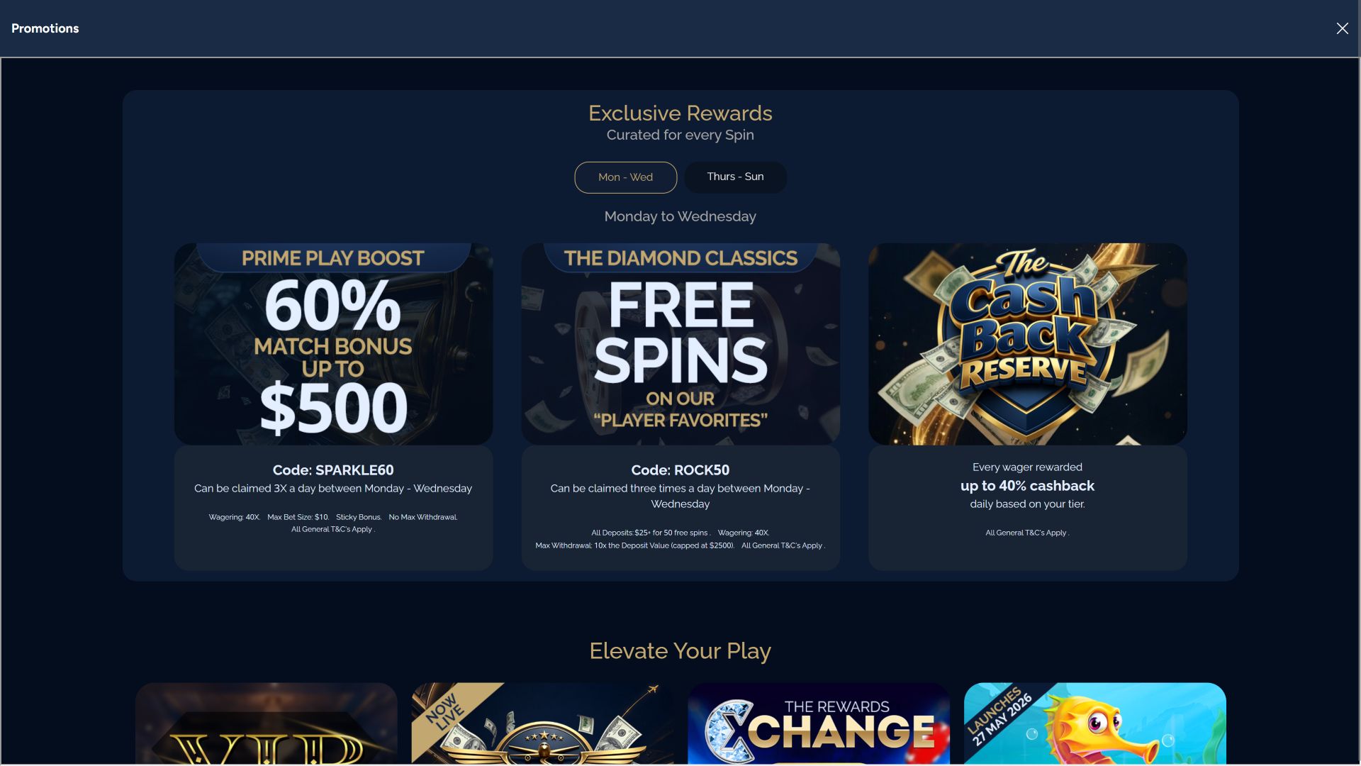Promociones de imágenes de escritorio del casino Diamond Reels