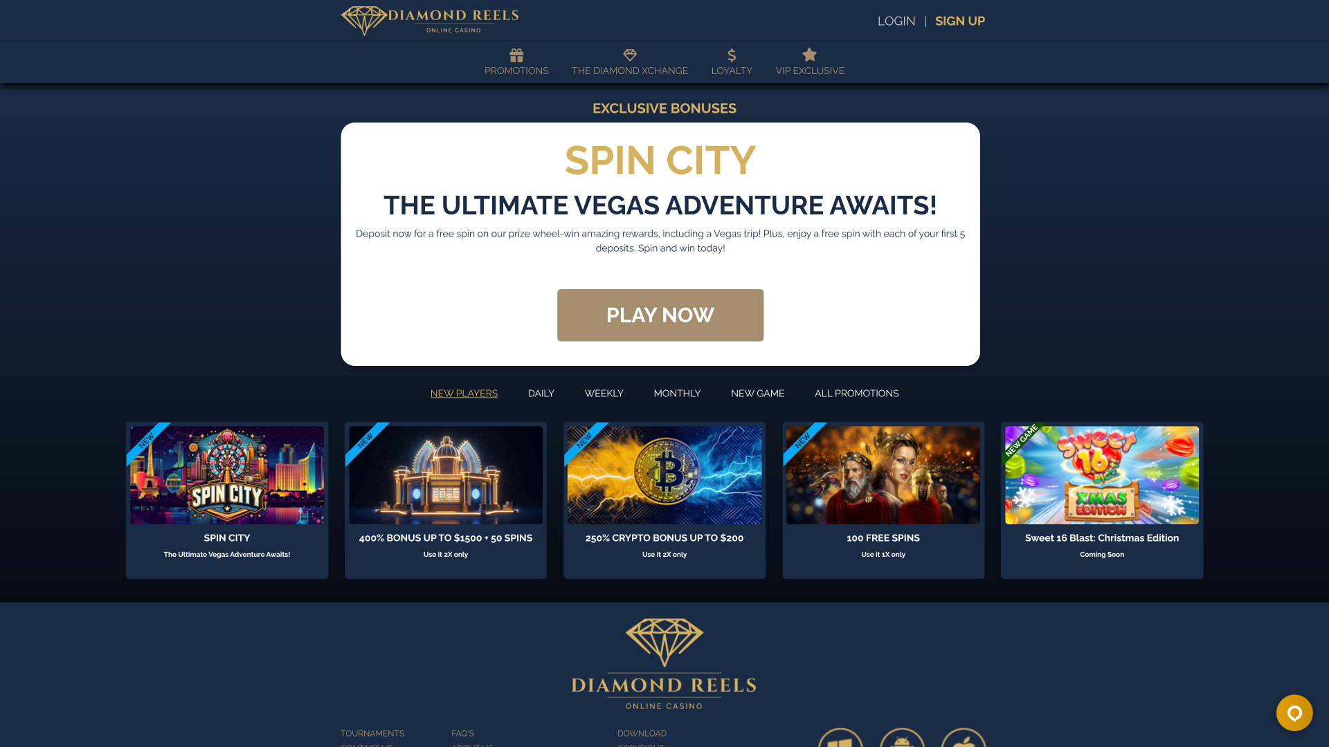 Promotions du casino Diamond Reels Ordinateur de bureau