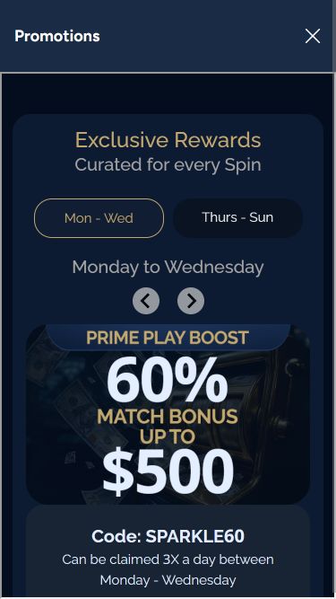 Promociones de imágenes móviles del casino Diamond Reels