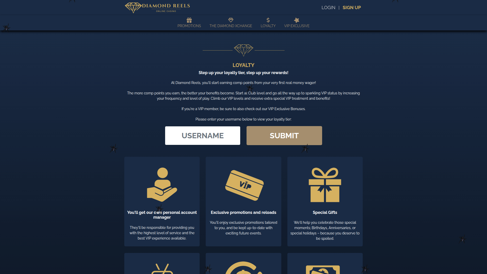 Programme VIP de bureau Diamond Reels Casino