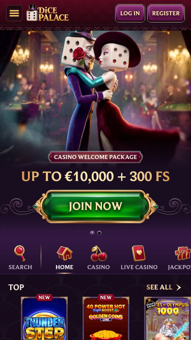 Pagina iniziale del casinò mobile DicePalace