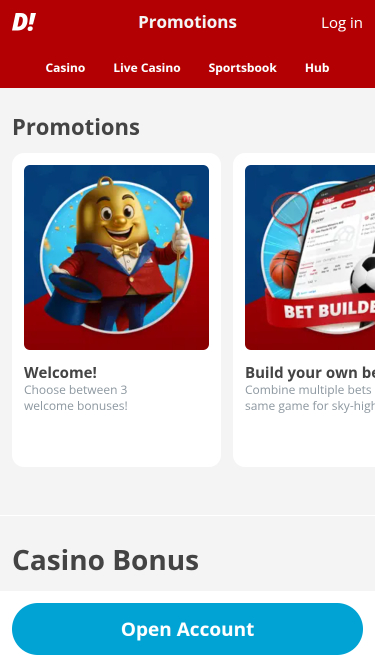 Promotios del casinò Ding Mobile