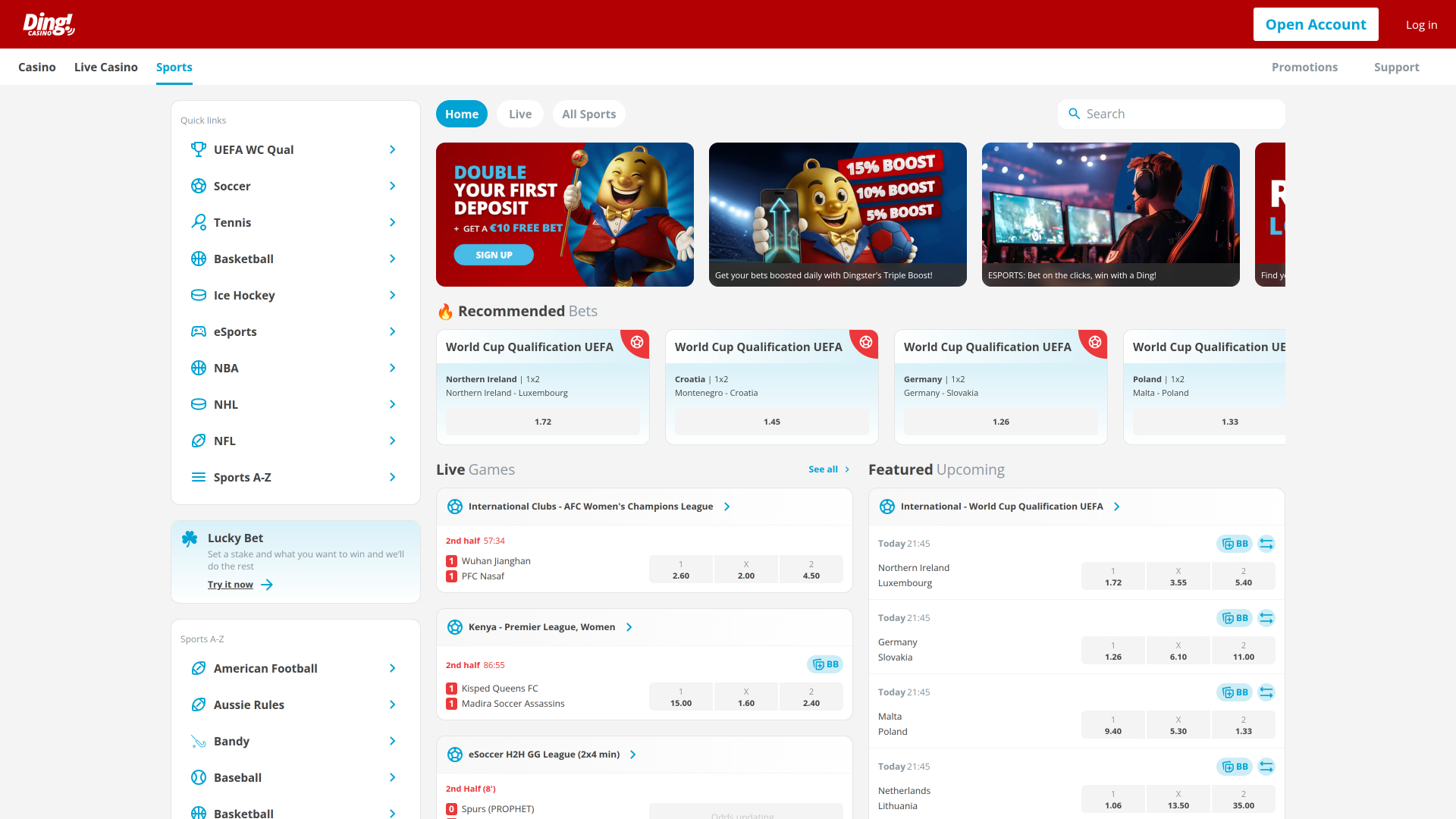 Sport del casinò Ding Desktop