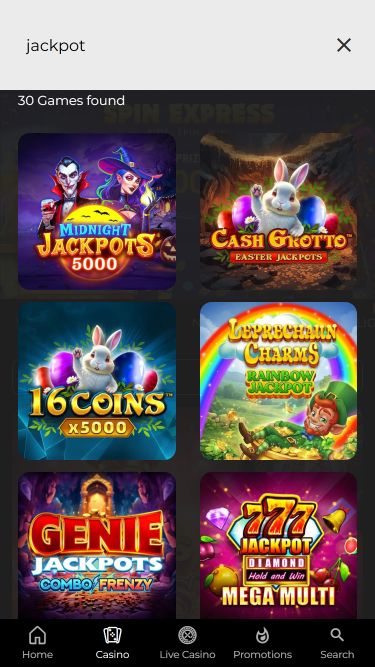 Jackpot immagine mobile del casinò Directionbet