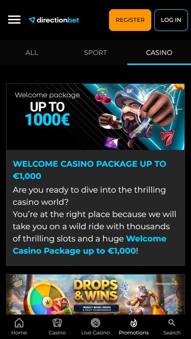Promozioni di immagini per dispositivi mobili del casinò Directionbet