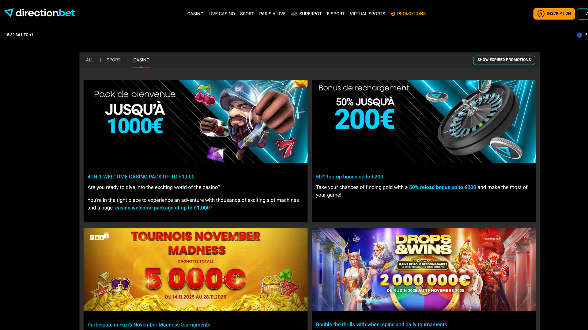 Promotons du casino Directionbet Ordinateur de bureau