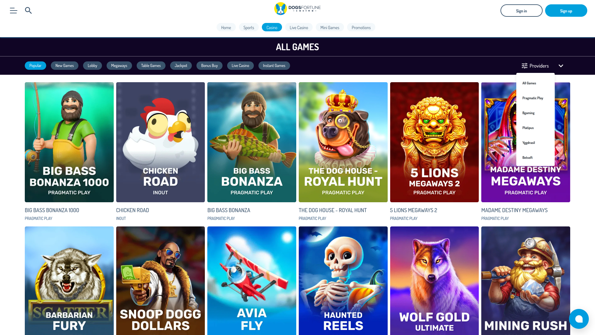 Desarrolladores de juegos de DogsFortune Casino Escritorio