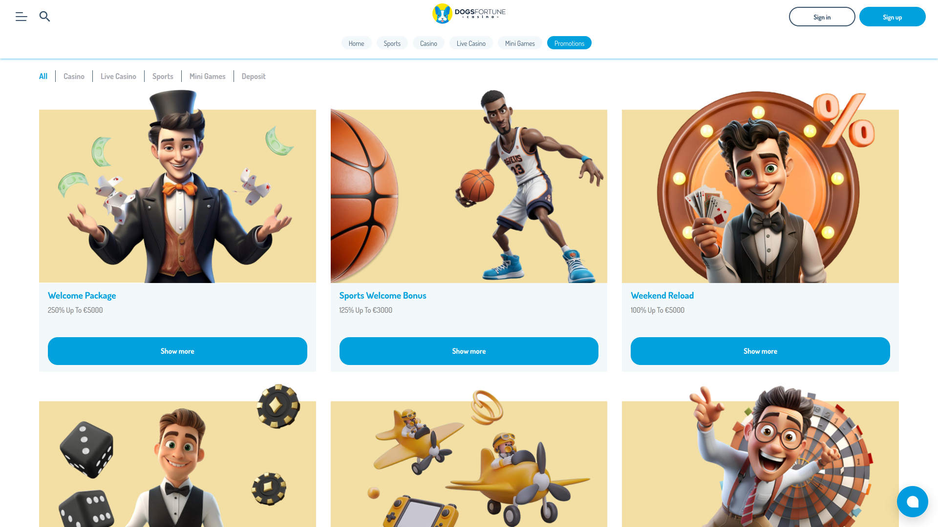 Promociones de DogsFortune Casino Escritorio