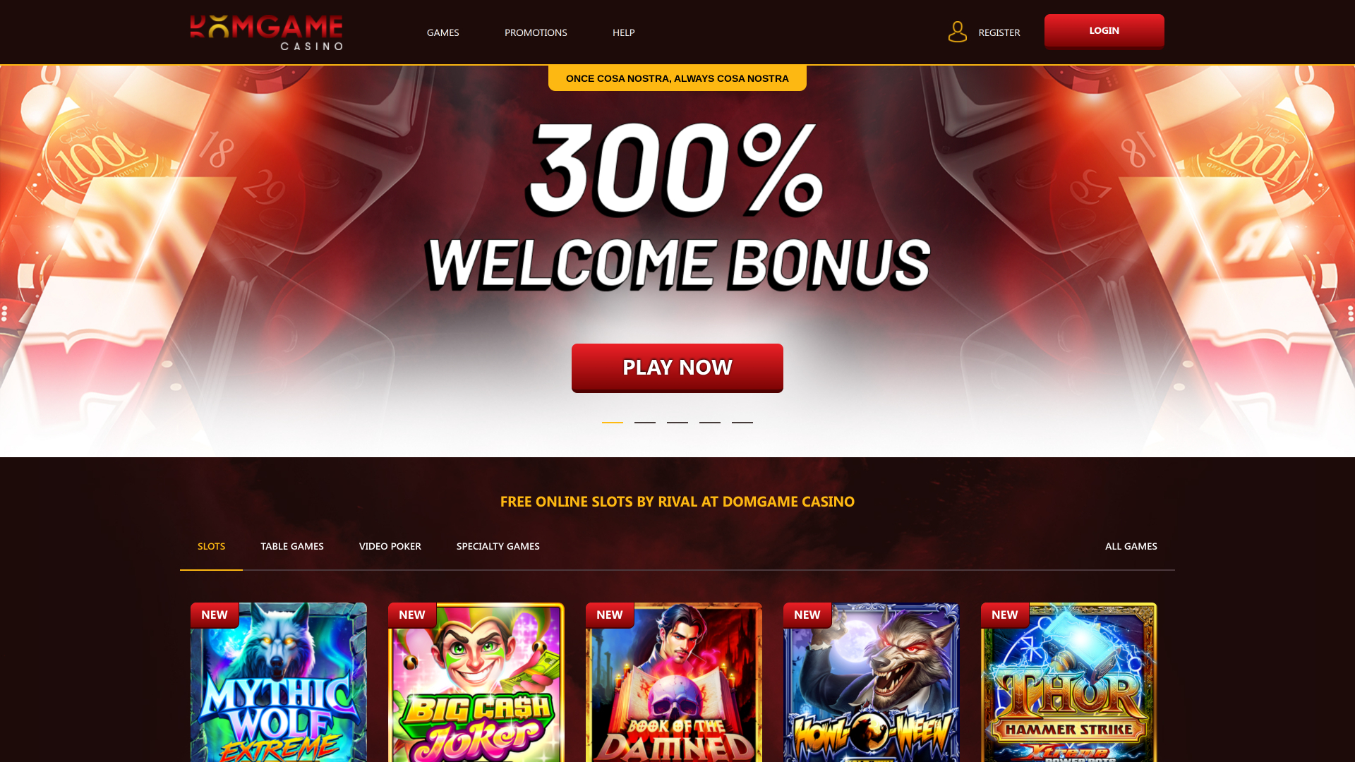 Page d’accueil du casino DomGame Bureau