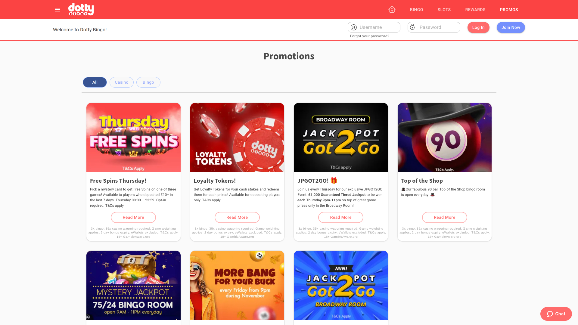 Dotty Bingo Aktionen Desktop