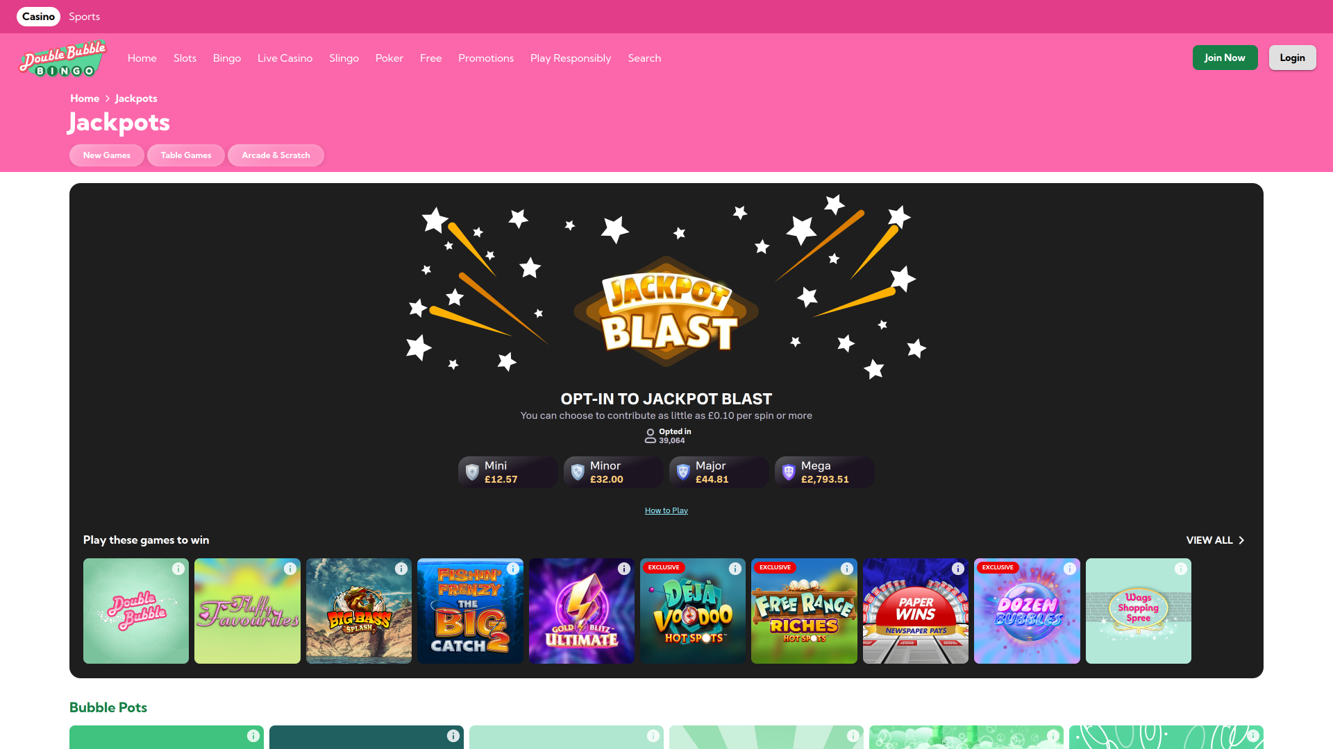 Jackpot Double Bubble Bingo Desktop