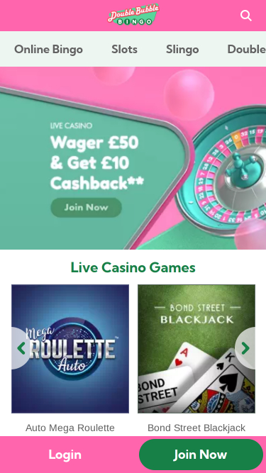 Live dealer Double Bubble Bingo Mobile