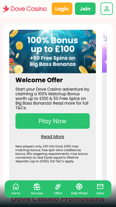 Promotions Dove Casino Mobile