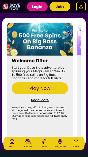 Promociones de Dove Slots Casino Móvil