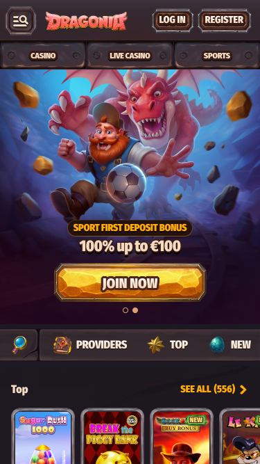 Page d’accueil Dragonia Casino Mobile