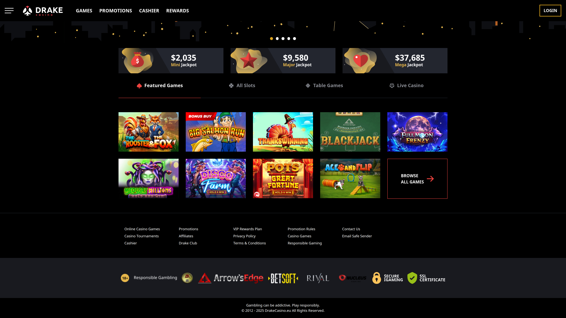 Développeurs de jeux du casino Drake Desktop