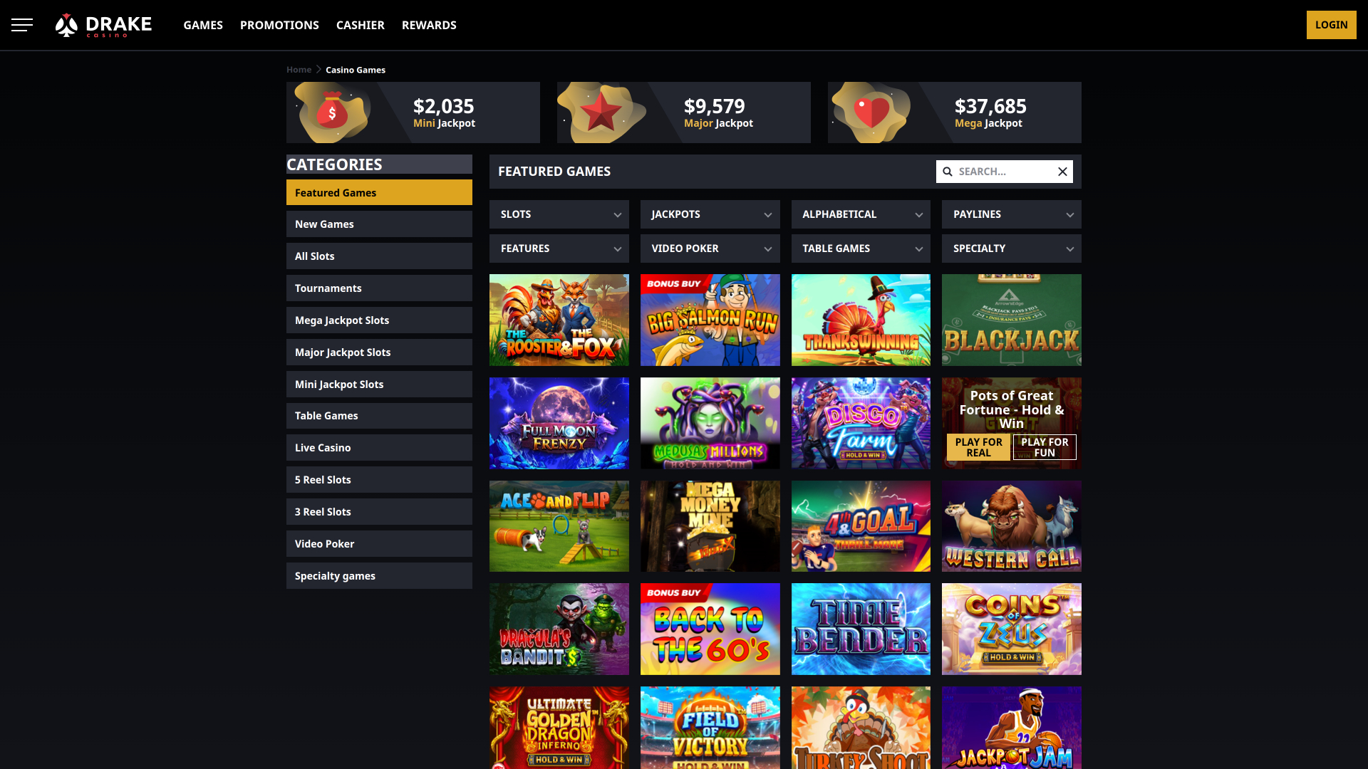 Jeux du casino Drake Desktop