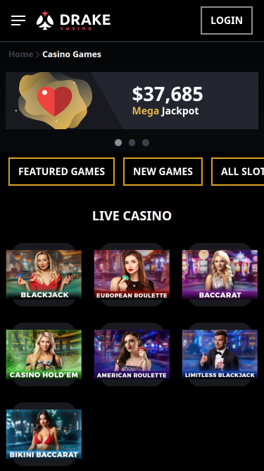 Casino Drake avec croupier en direct Mobile