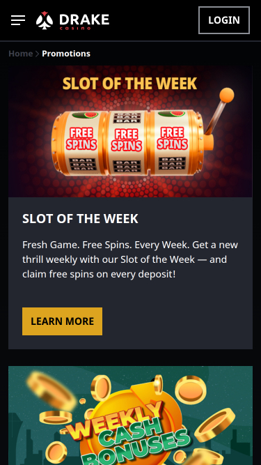 Promotions du casino Drake Mobile