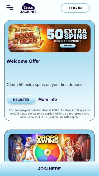 Promotions du casino Dream Jackpot Mobile