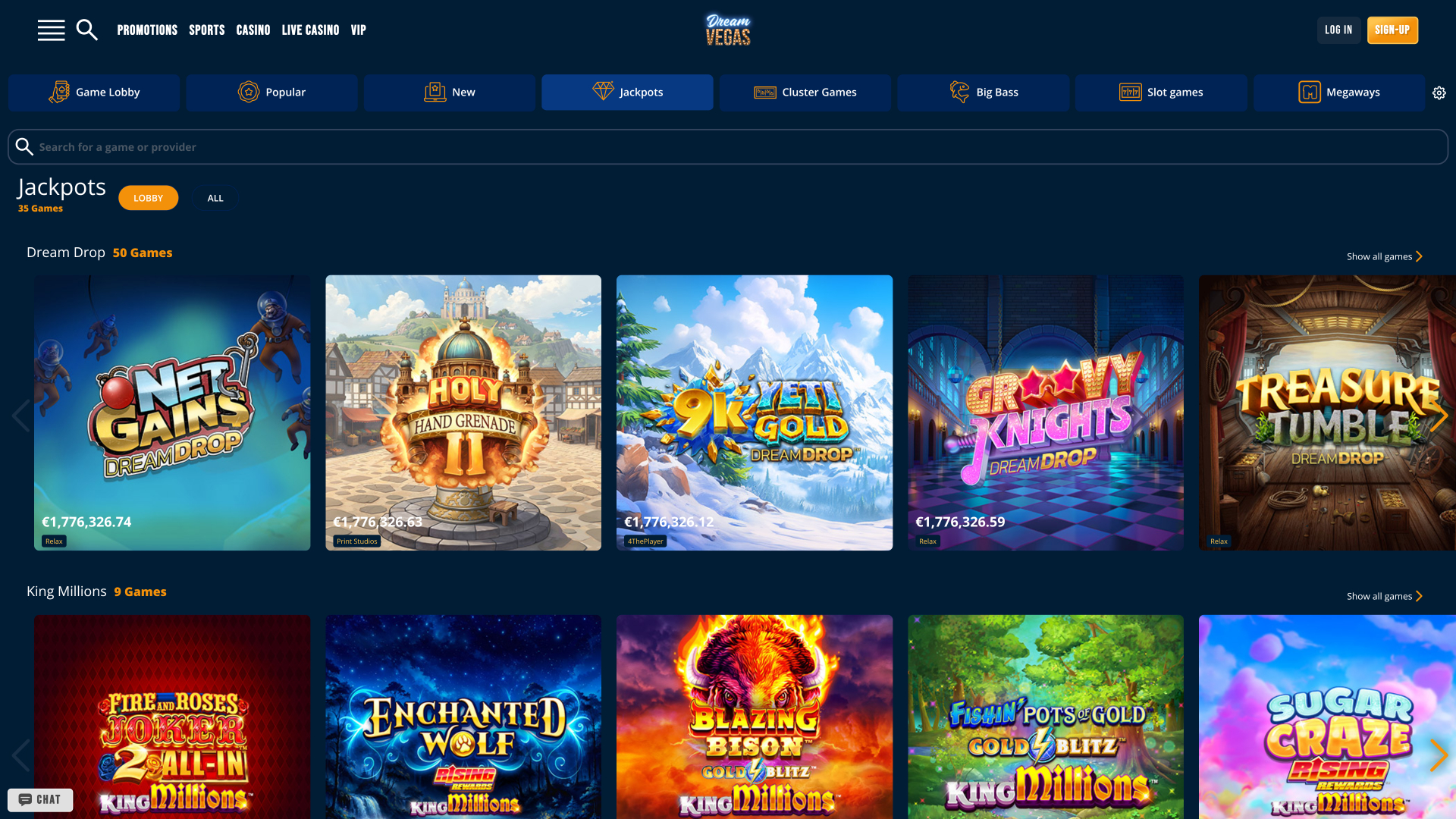 Dream Vegas Casino Jackpot Desktop