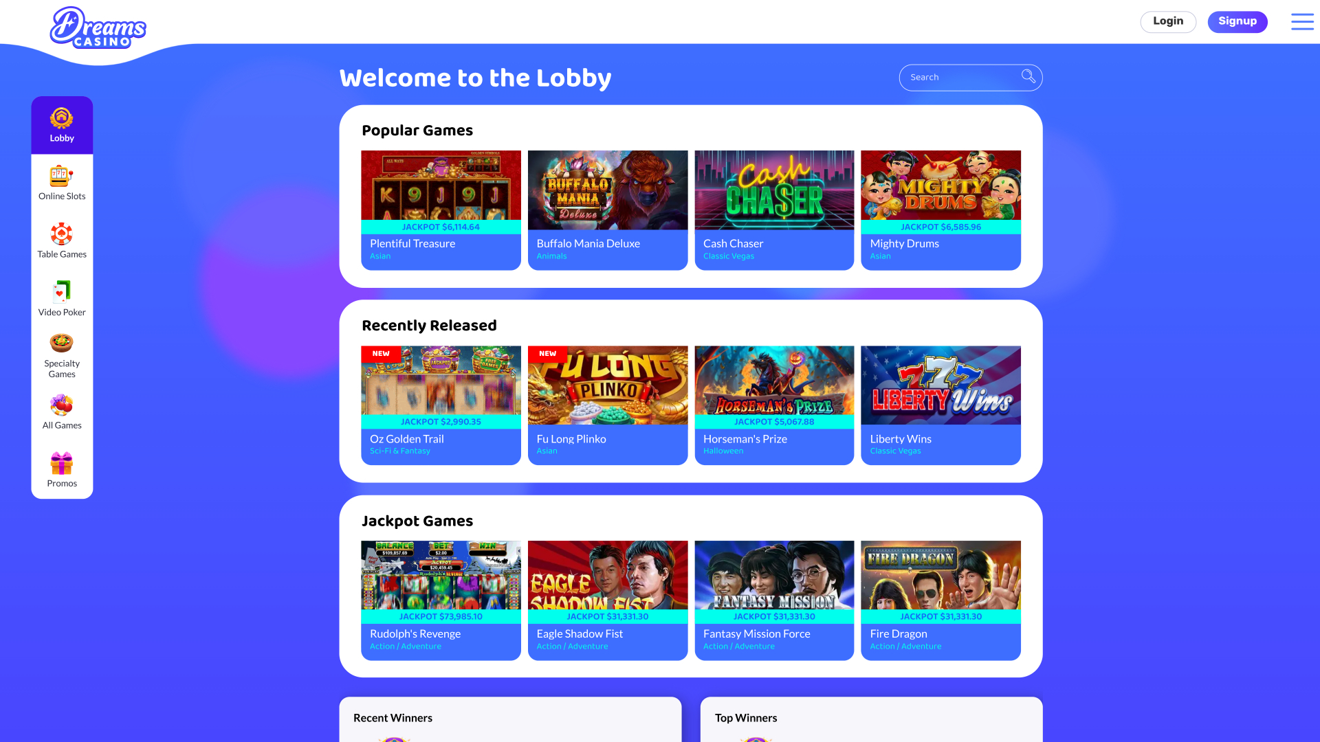 Dreams Casino Games Desktop