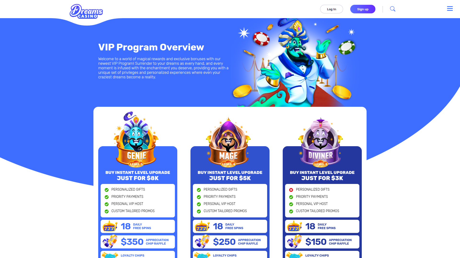 Dreams Casino Desktop VIP Program