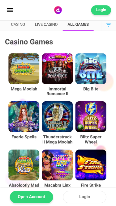 Jackpot du casino Dreamz Mobile