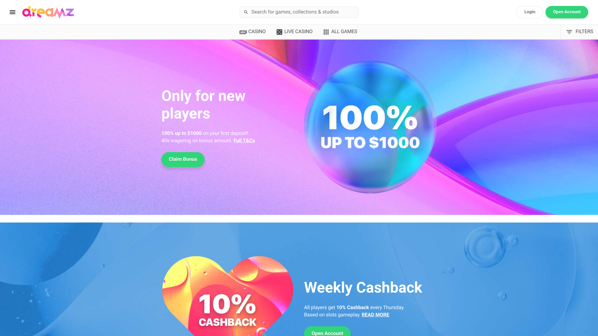 Promotions du casino Dreamz sur ordinateur