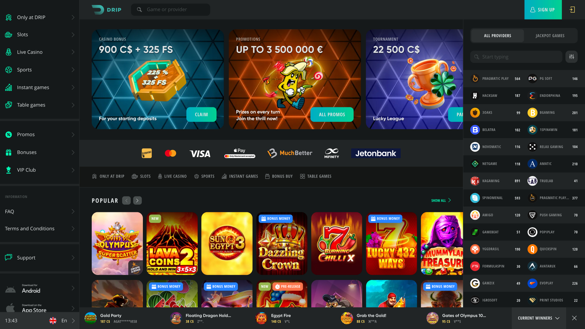 Drip Casino Game Developers Desktop