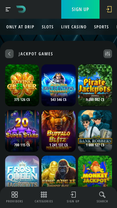 Drip Casino Jackpot Mobile