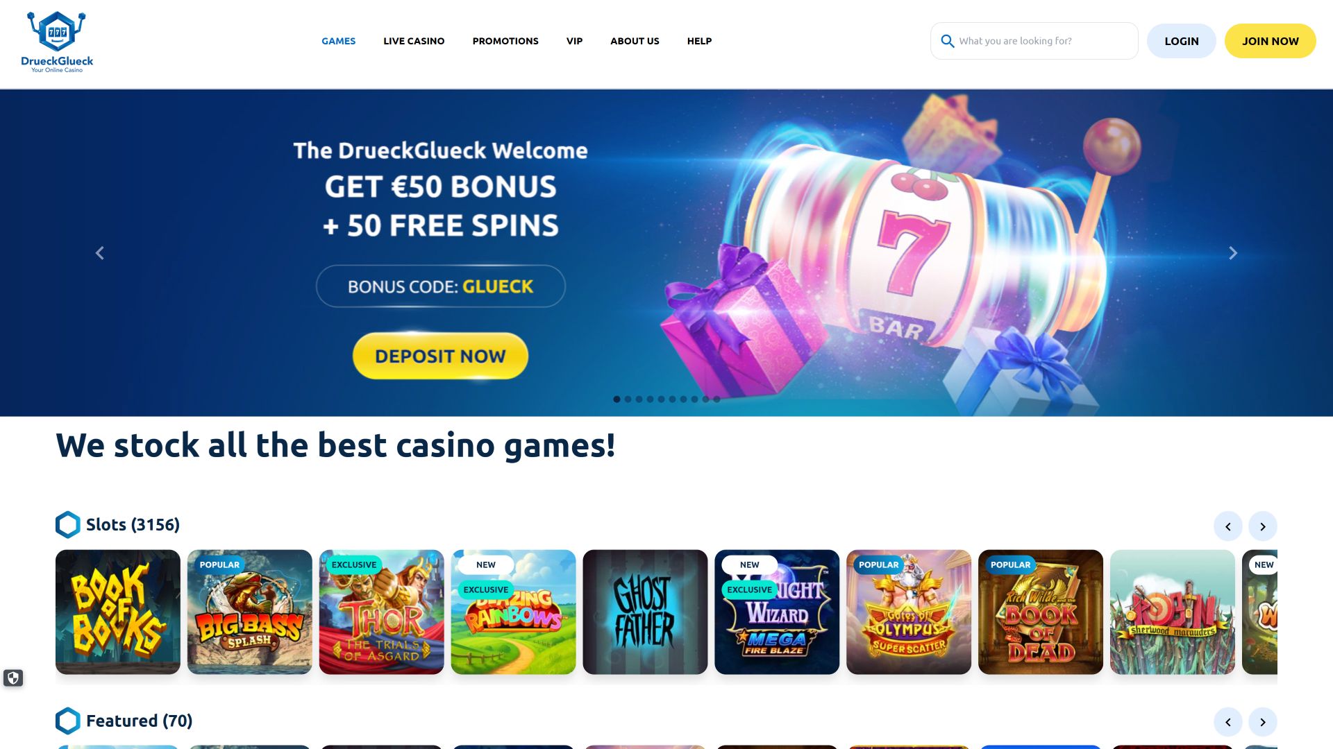 Image de bureau du casino DrueckGlueck - Page d'accueil
