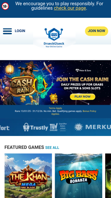 Página principal del casino DrueckGlueck (móvil)