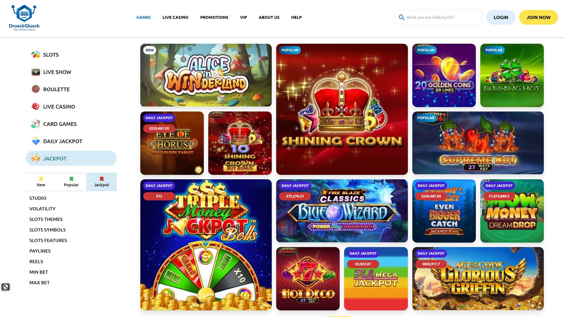 Jackpot de l'image de bureau du casino DrueckGlueck