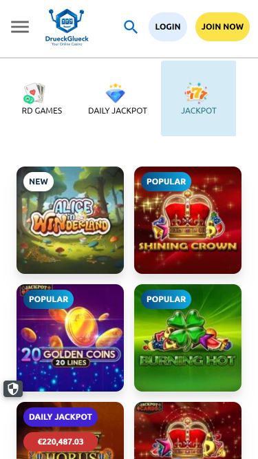 Jackpot d'images du casino mobile DrueckGlueck